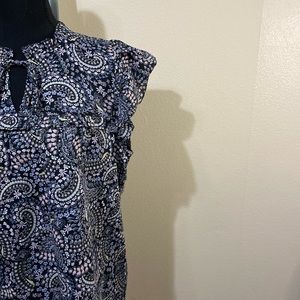 Loft ruffle sleeveless floral paisley top